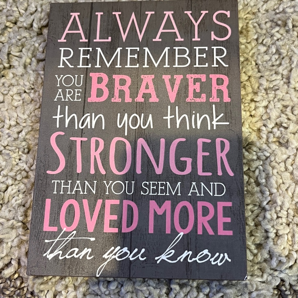 Inspirational Wall Art with Pink and White Text - Picture 2 of 3